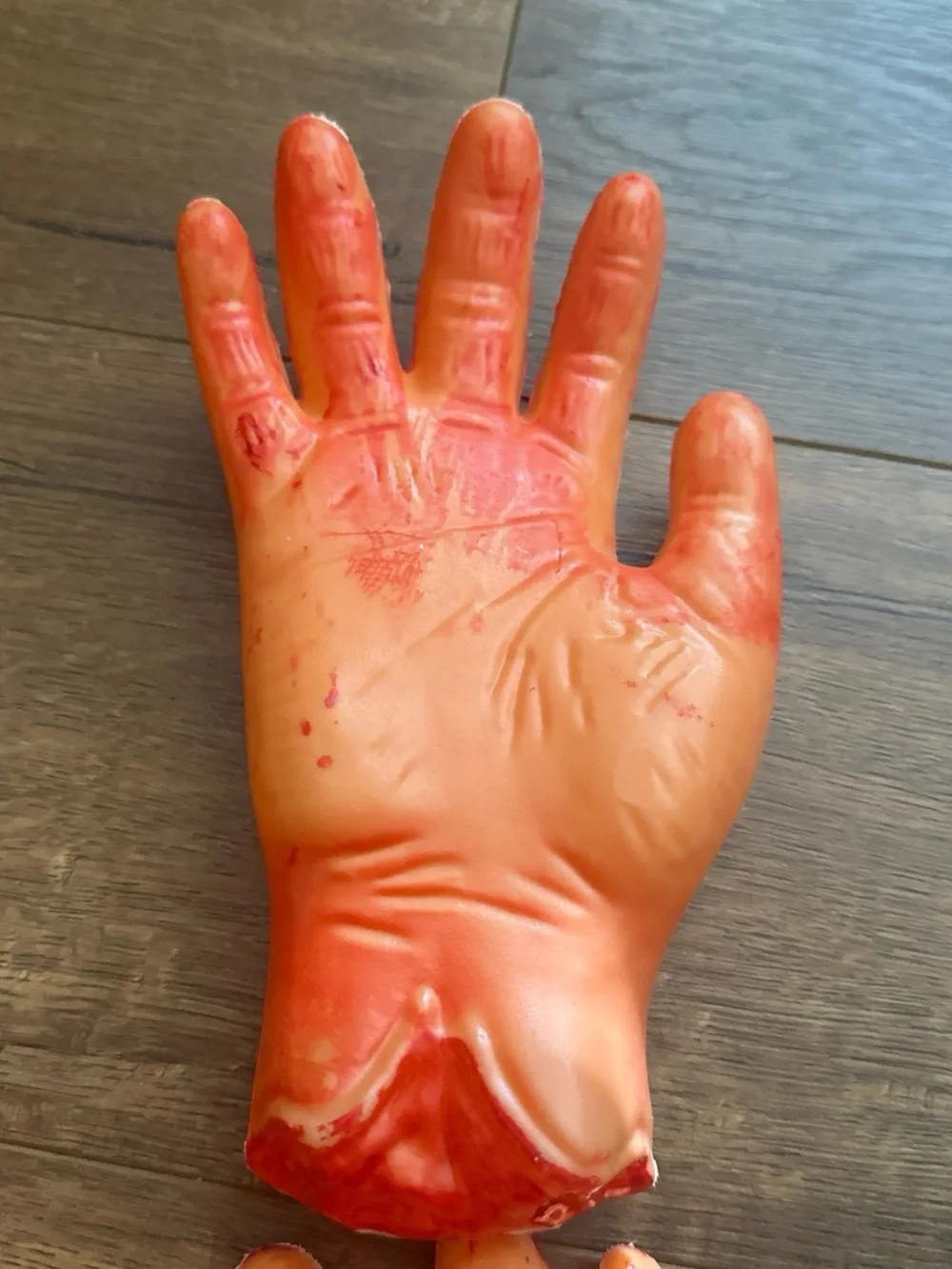 Fake Severed Hand and Foot Halloween Props - Bloody Orange Set